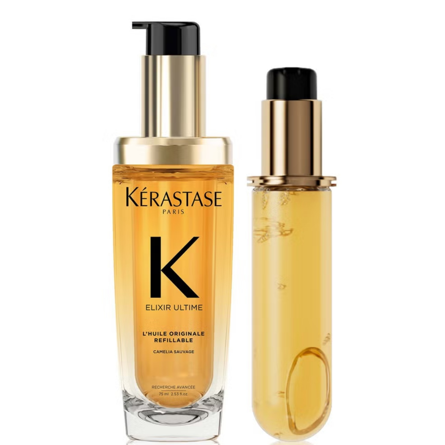 Kerastase Elixir Ultime Saç Yağı L'Huile Originale Yeniden Doldurulabilir, Argan Yağı ve Isı Koruması ile Tüm Saç Tipleri İçin 75 ml